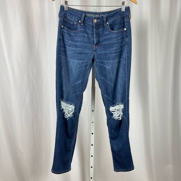 American Eagle Size 4 Tomgirl Button Fly High Rise Distressed Skinny Jeans Cali - Picture 1 of 11